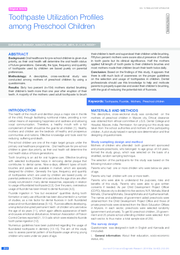 (PDF) Toothpaste Utilization Profiles among Preschool Children ...