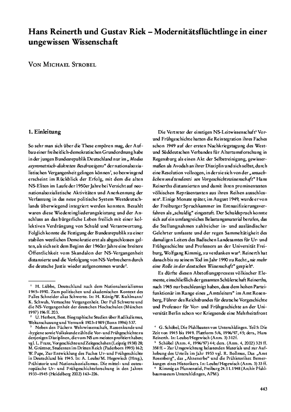 (PDF) Hans Reinerth und Gustav Riek – Modernitätsflüchtlinge in einer ...