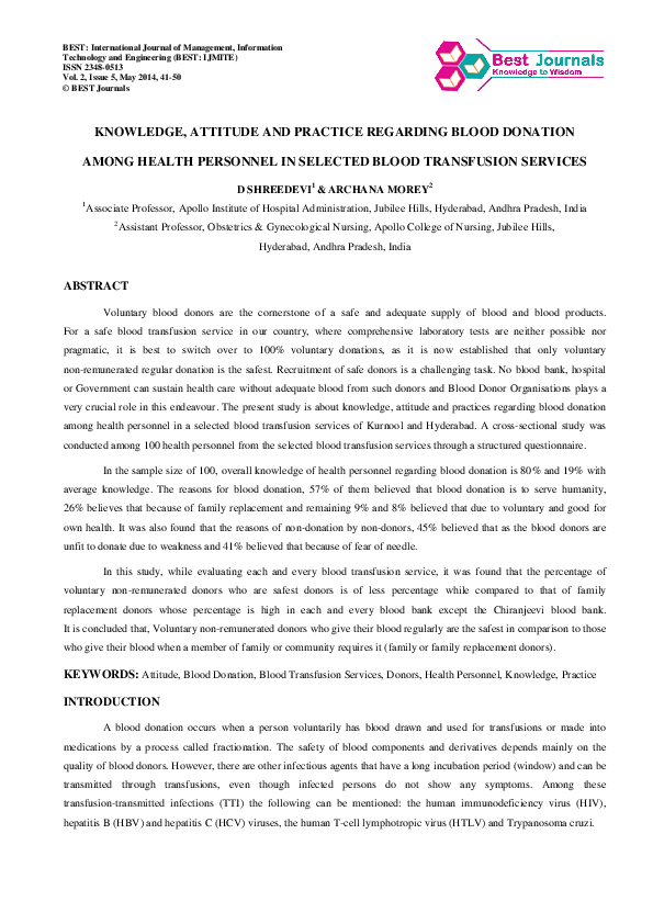 Blood donation report writing image