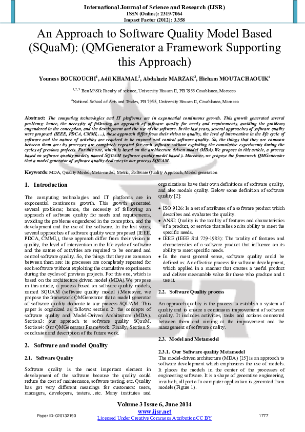 (PDF) An Approach to Software Quality Model Based (SQuaM): (QMGenerator ...