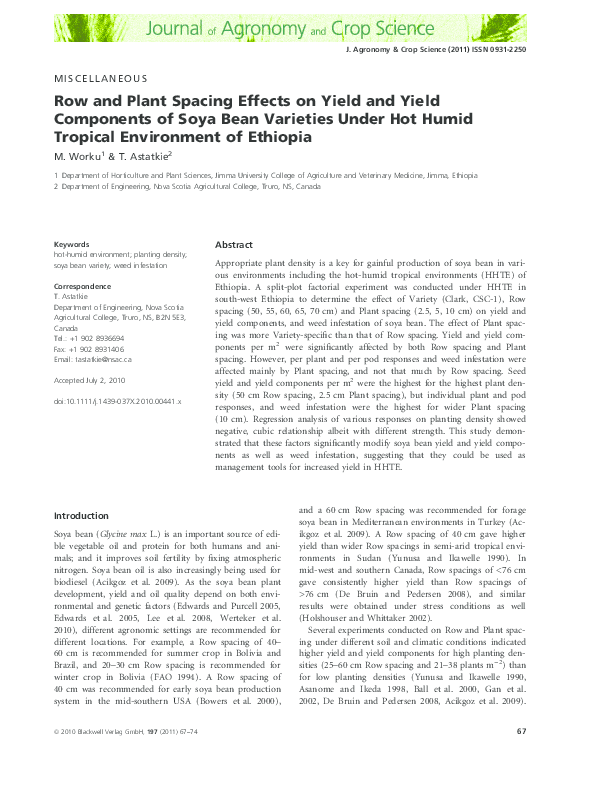 (PDF) Row and plant Spacing of soy bean Mohammed Worku Adem