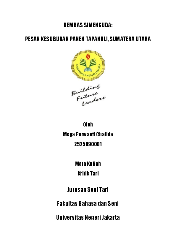 Doc Kritik Tari Tari Dembas Simenguda Mega Chalida Academia Edu