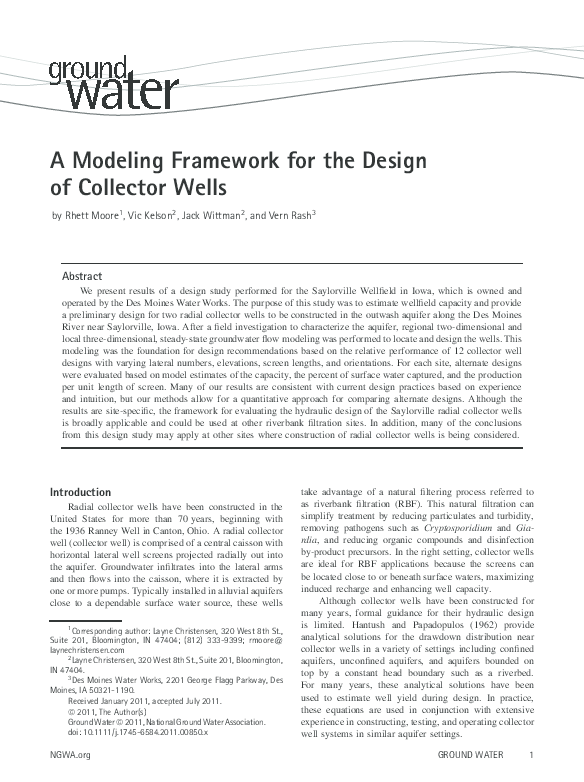 (PDF) Moore modeling framework design of collector wells GW 2011