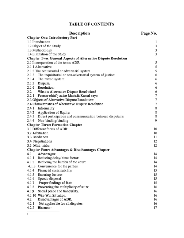 DOC TABLE OF CONTENTS Description Page No Chapter One Introductory doc-table-of-contents-description-page-no-chapter-one-introductory