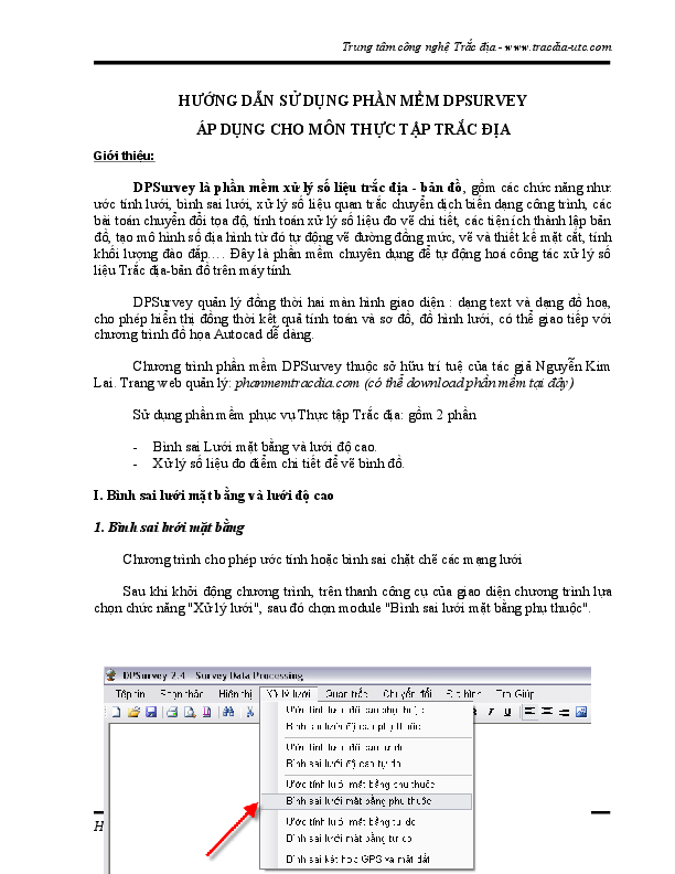 First page of “HƯỚNG DẪN SỬ DỤNG PHẦN MỀM DPSURVEY - sửa1”