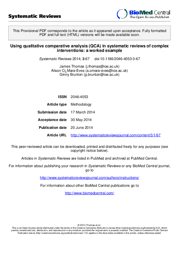 (PDF) Using qualitative comparative analysis (QCA) in systematic ...
