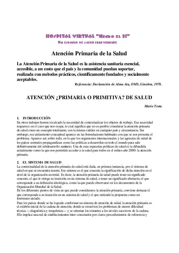 (PDF) Testa Mario - Atencion Primaria o Primitiva de la salud