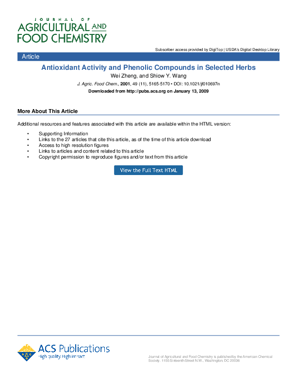 (PDF) Antioxidant activity and phenolic compounds in selected herbs