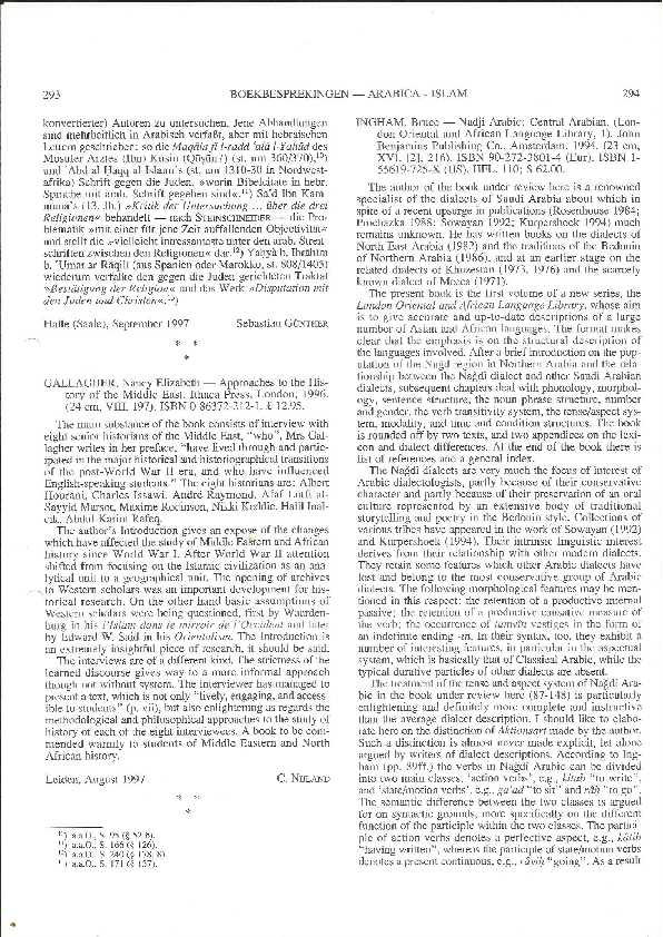 (PDF) Review of: Bruce Ingham, Najdi Arabic, Central Arabian, Amsterdam ...