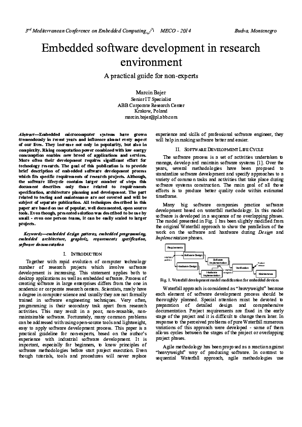 (PDF) Embedded software development in research environment A practical