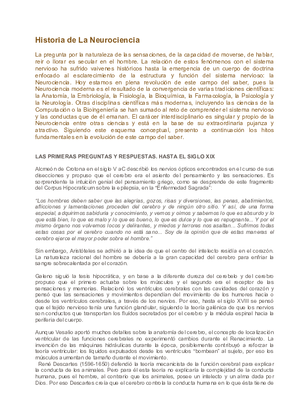 (PDF) Historia de La Neurociencia