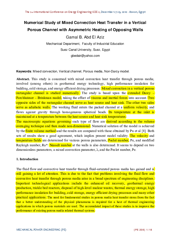 (PDF) Numerical Study of Mixed Convection Heat Transfer in a Vertical ...
