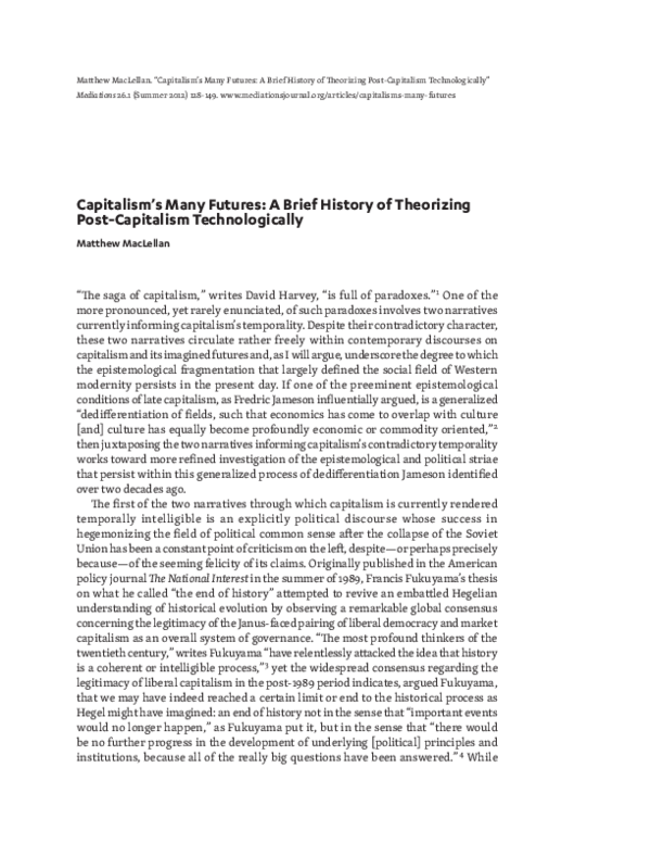 (PDF) Capitalism's Many Futures: A Brief History of Theorizing Post ...