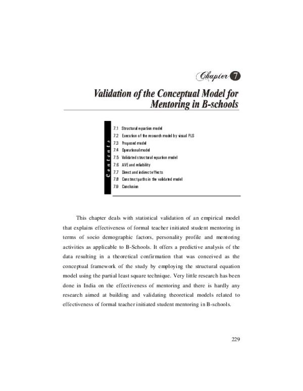 (PDF) Validation of the Conceptual Model for Mentoring in B-schools