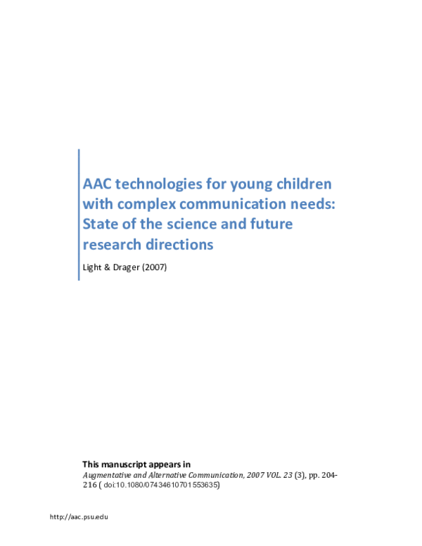 AAC technologies for young children
