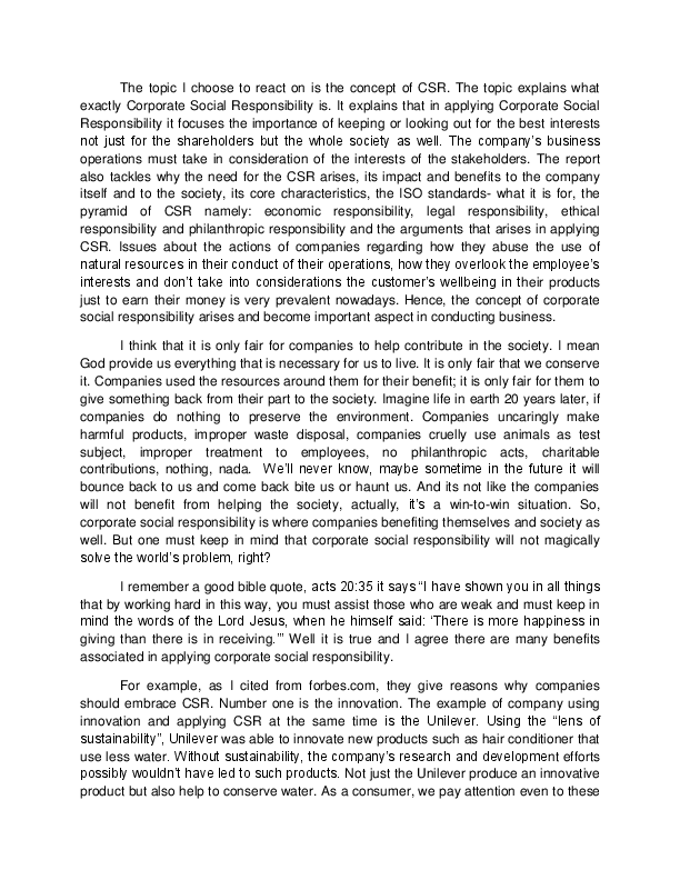 (DOC) Reaction paper