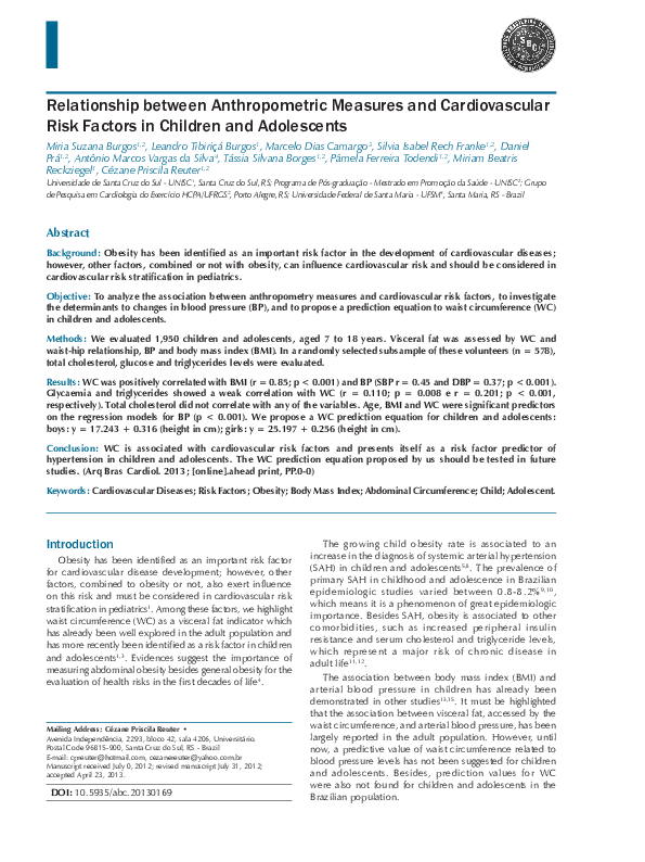 (PDF) Relationship between anthropometric measures and cardiovascular ...