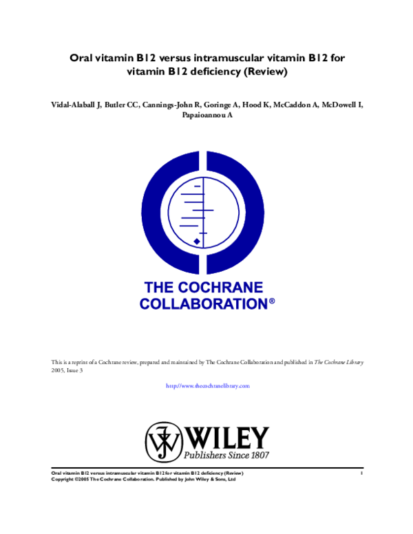 (PDF) Oral vitamin B12 versus intramuscular vitamin B12 for vitamin B12