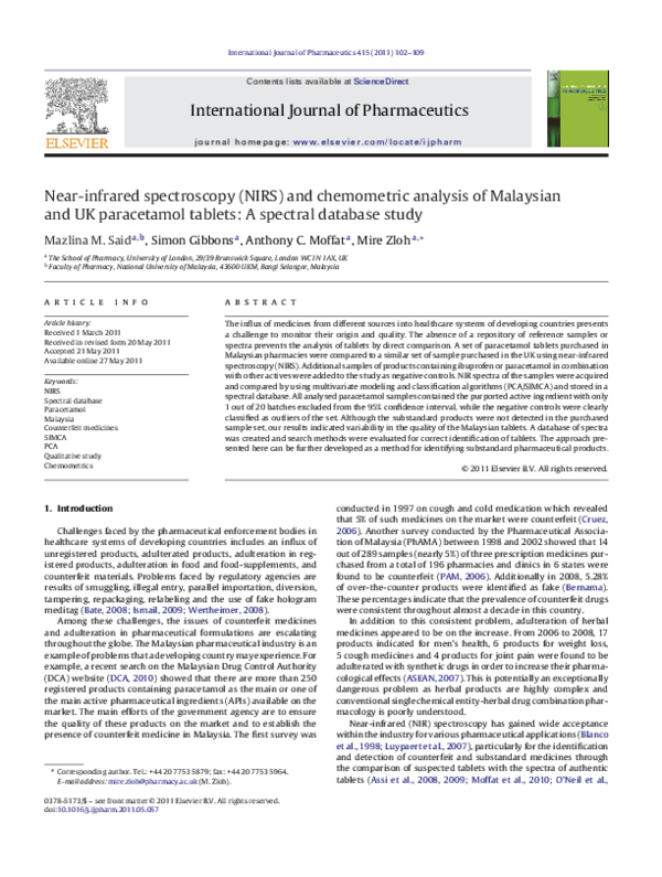 (PDF) Near-infrared spectroscopy (NIRS) and chemometric analysis of ...