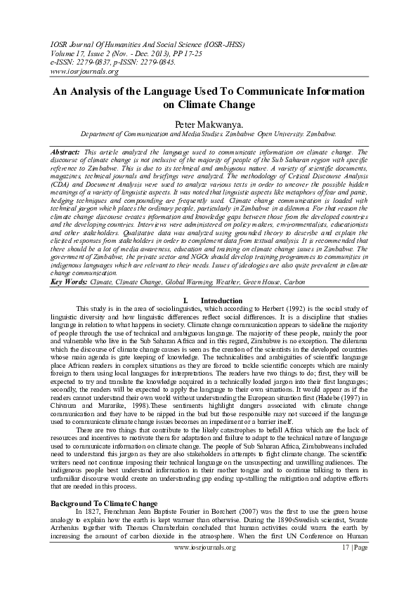 (PDF) An Analysis of the Language Used To Communicate Information on ...
