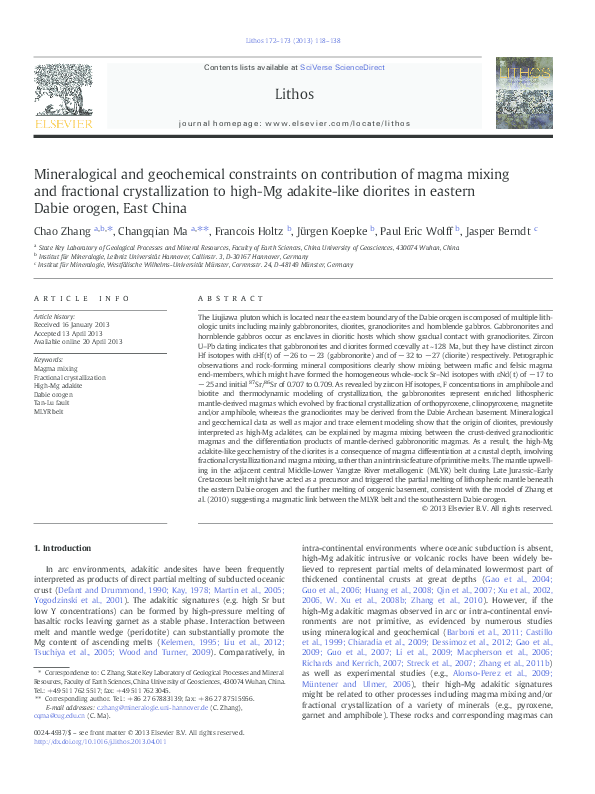 (PDF) Mineralogical and geochemical constraints on contribution of ...