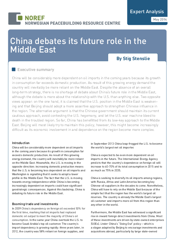 (PDF) China Debates Its Future Role in the Middle East
