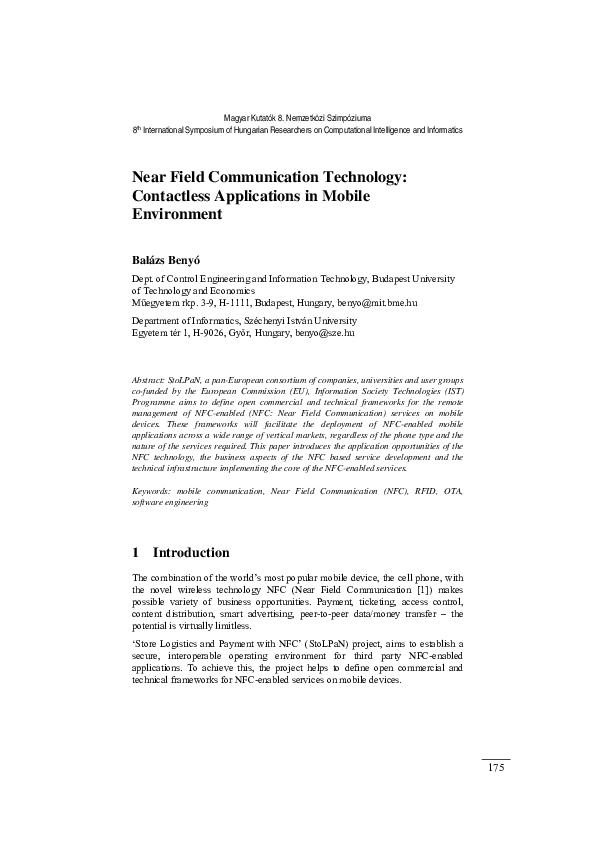 (PDF) Near Field Communication Technology Contactless Applications in