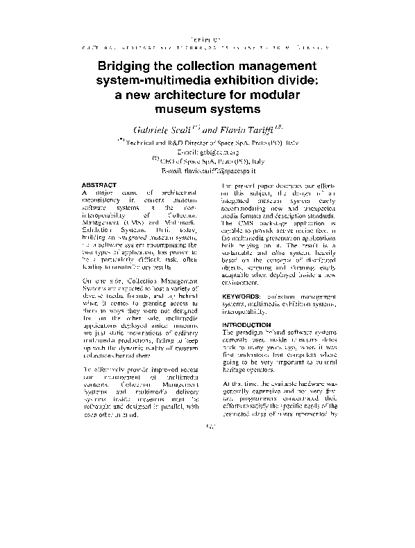 (PDF) Bridging the Collection Management System - Multimedia Exhibition ...