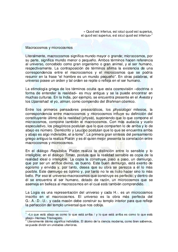 (PDF) Quod est inferius, est sicut quod est superius