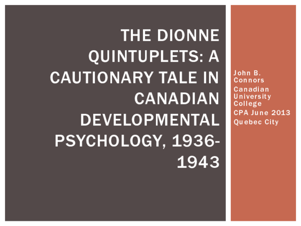 (PPT) The Dionne Quintuplets A Cautionary Tale in