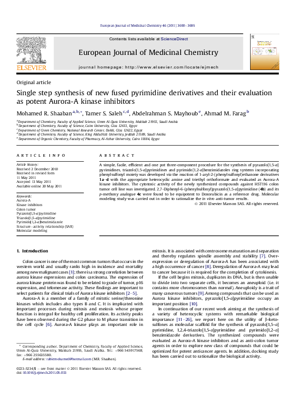 (PDF) Single step synthesis of new fused pyrimidine derivatives and ...