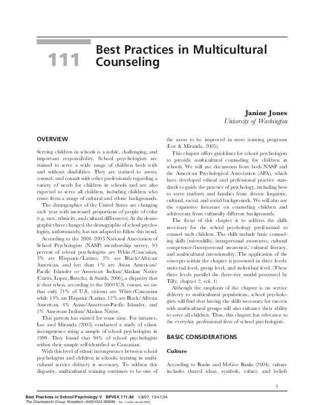 (PDF) Best Practices in Multicultural Counseling