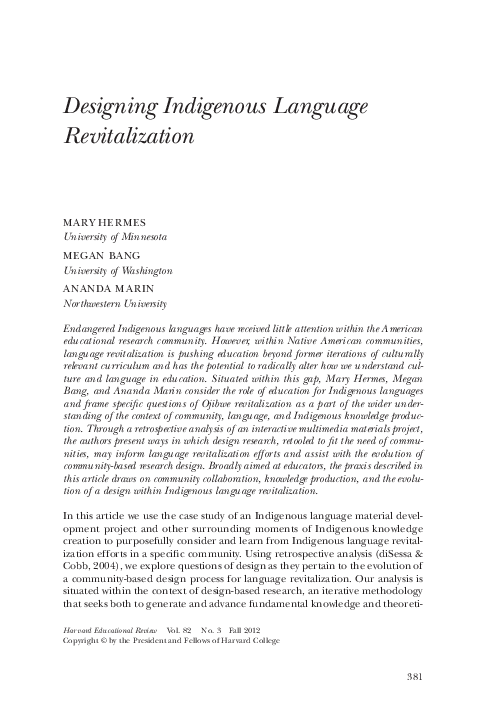 (PDF) Designing Indigenous Language Revitalization
