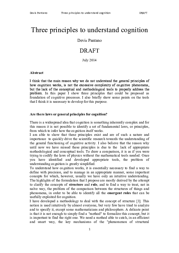 (PDF) Three principles to understand cognition