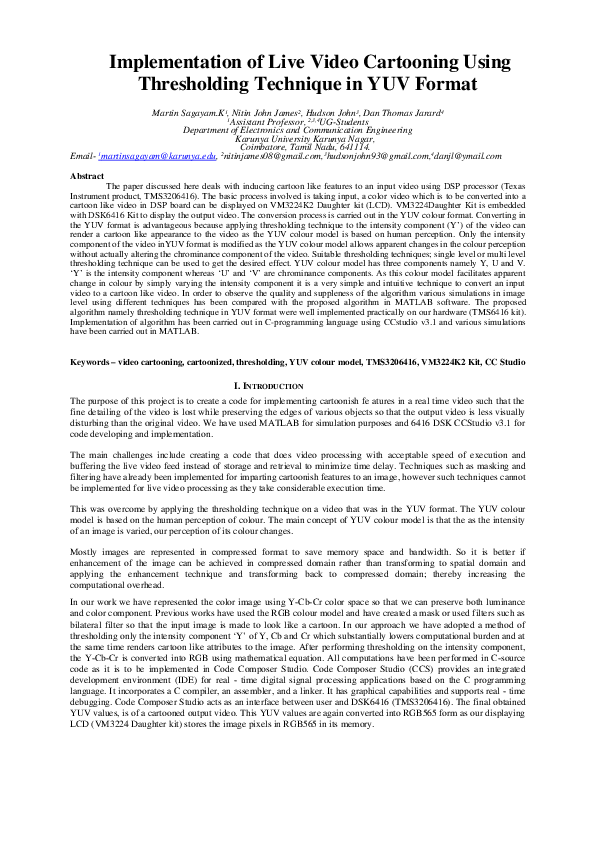 Examples in Code Composer Studio/™ and MATLAB Embedded Image Processing on the TMS320C6000/™ DSP