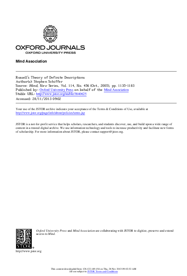 PDF) Russell's Theory of Definite Descriptions