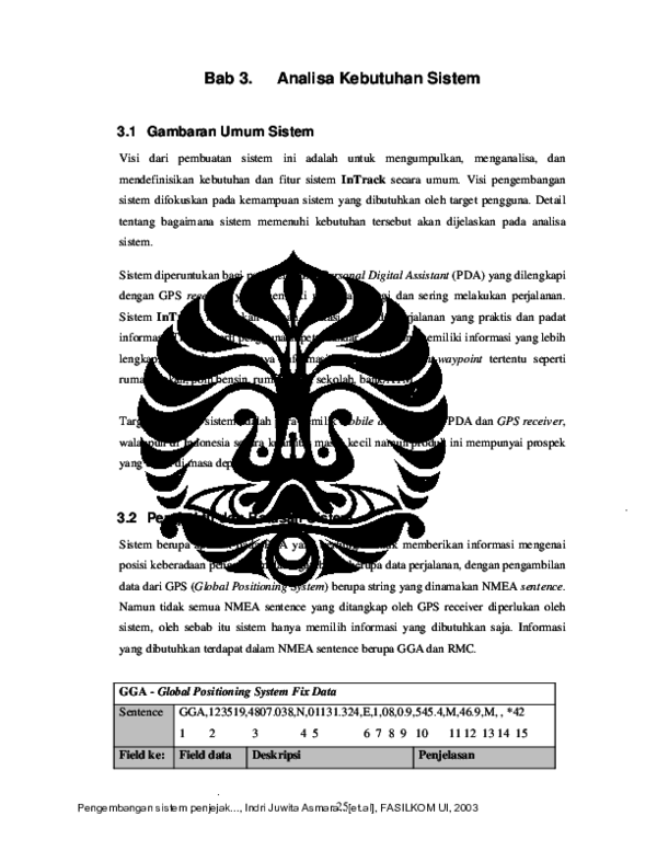 GGA Global Positioning System Fix Data Field ke Field data Deskripsi