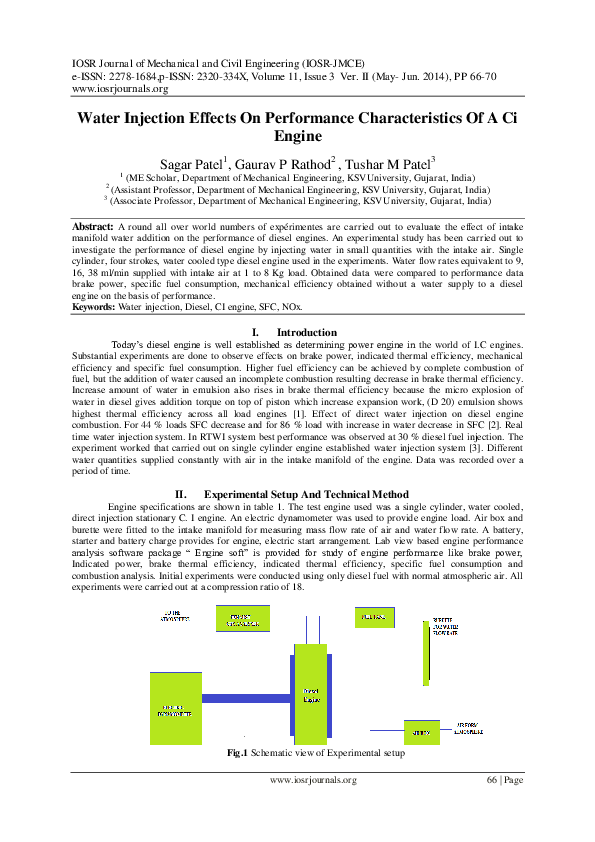 (PDF) Water Injection Effects On Performance Characteristics Of A Ci Engine