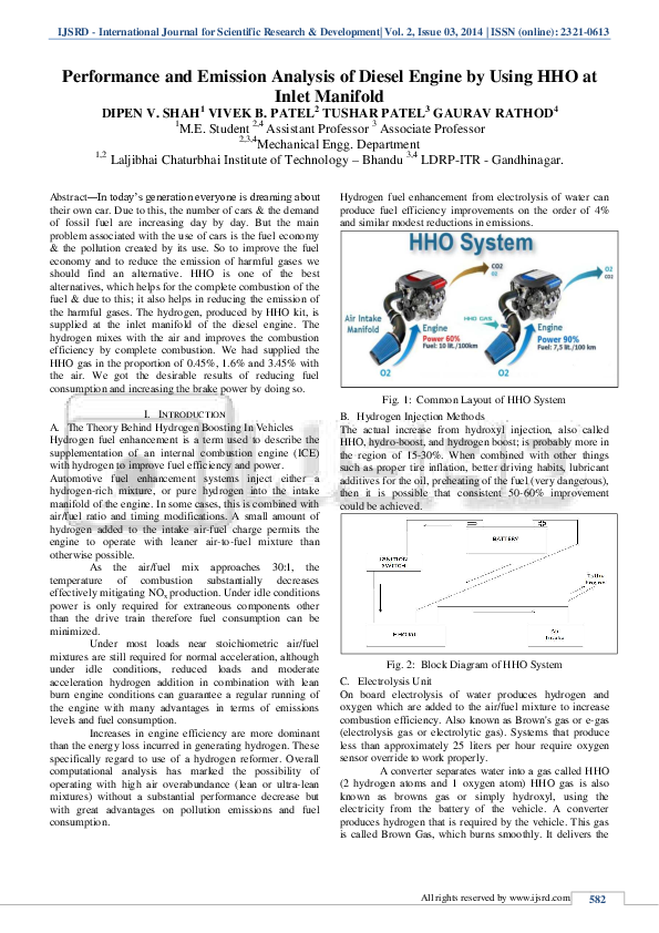 (PDF) Performance and Emission Analysis of Diesel Engine by Using HHO ...