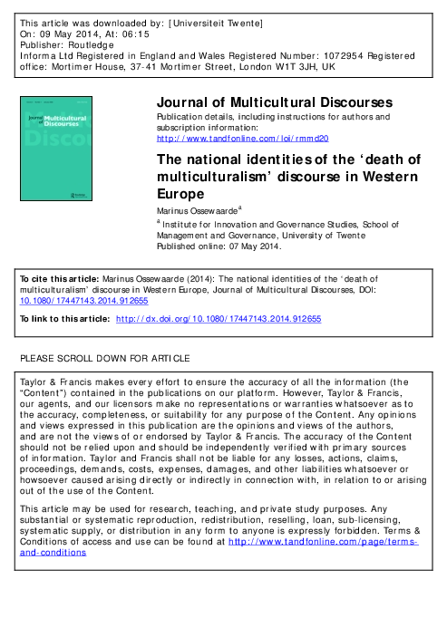 (PDF) Ossewaarde, M. (2014) ‘The National Identities of the “Death of ...
