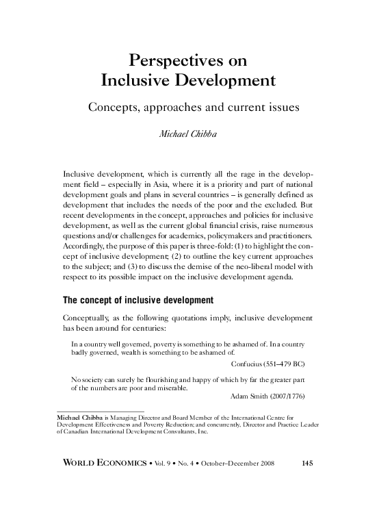 (PDF) Perspectives on Inclusive Development