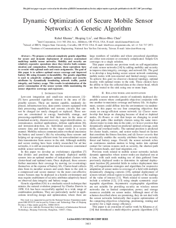 (PDF) Dynamic Optimization of Secure Mobile Sensor Networks: A Genetic ...