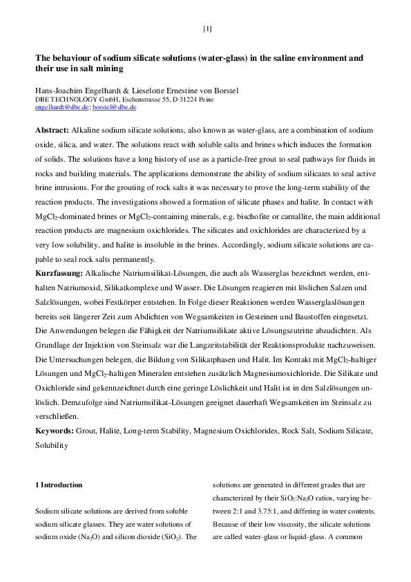 (PDF) The behaviour of sodium silicate solutions (water-glass) in the ...