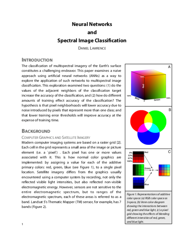 (PDF) Neural Networks and Spectral Image Classification