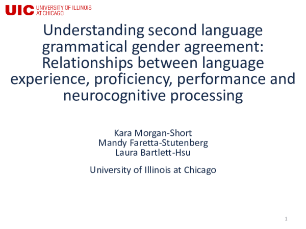 (PDF) Understanding second language grammatical gender agreement ...