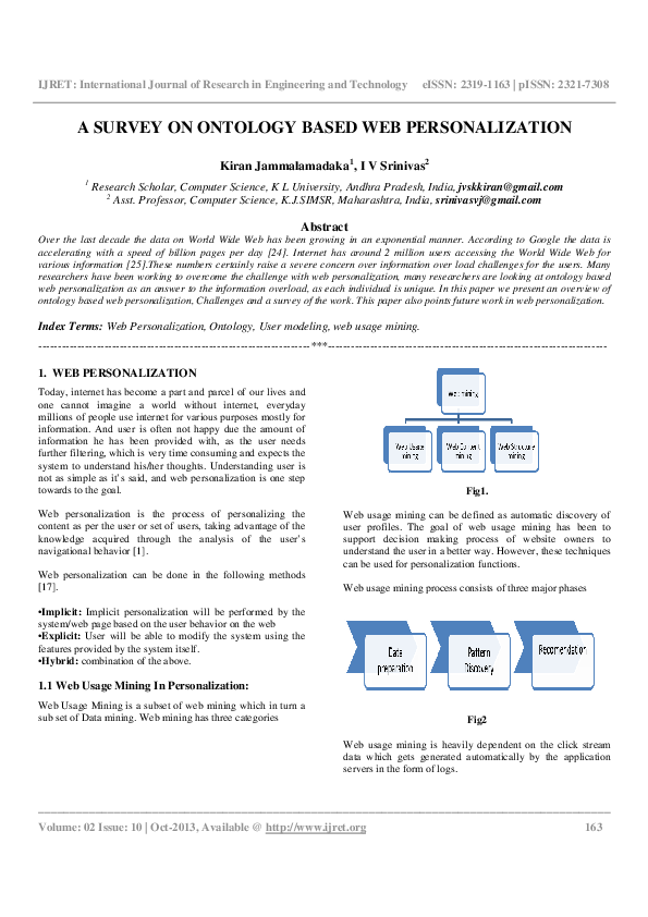 (PDF) A SURVEY ON ONTOLOGY BASED WEB PERSONALIZATION
