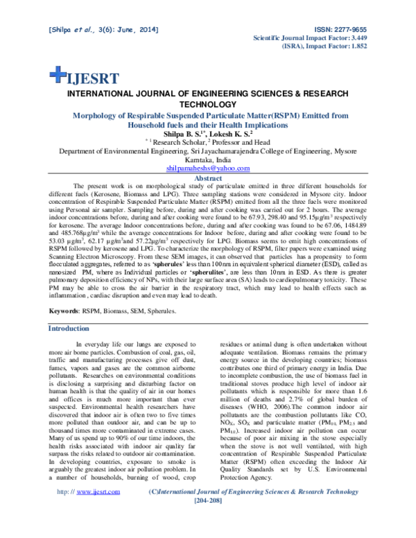 (PDF) Morphology of Respirable Suspended Particulate Matter(RSPM ...