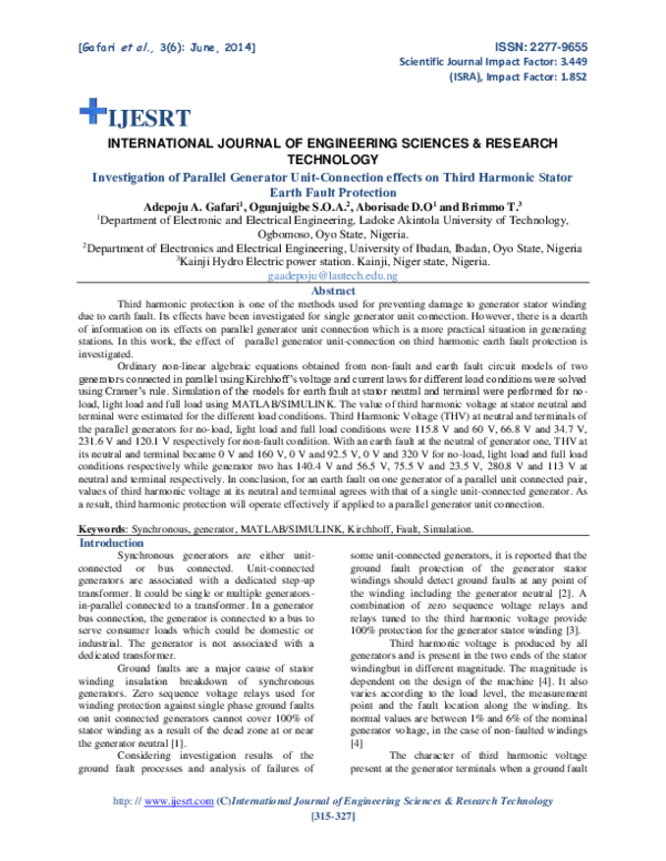 (PDF) Investigation of Parallel Generator UnitConnection effects on
