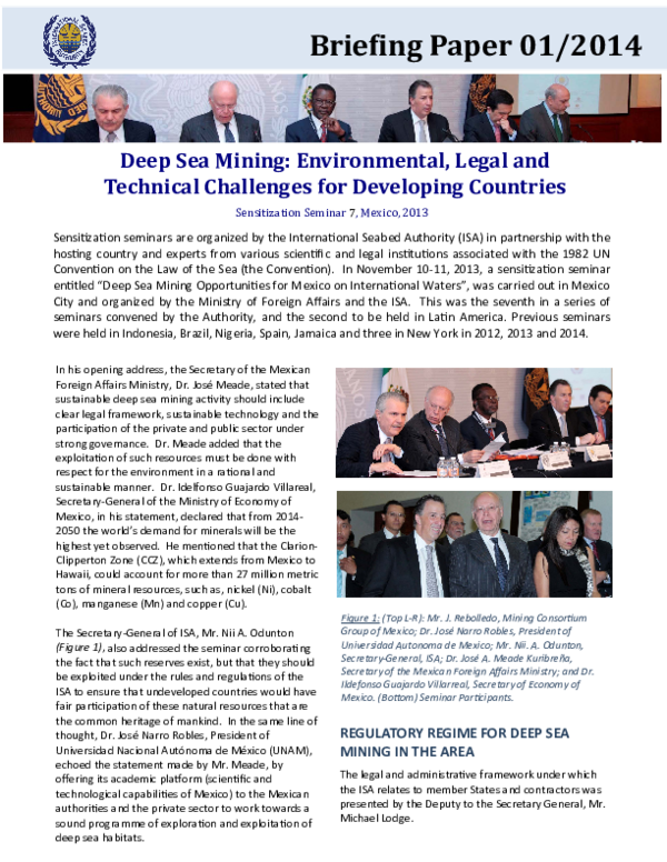 (PDF) Deep Sea Mining: Environmental, Legal and Technical Challenges ...