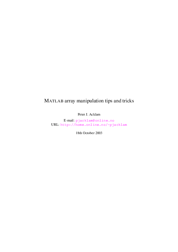 (PDF) MATLAB array manipulation tips and tricks Stelios Ioannou